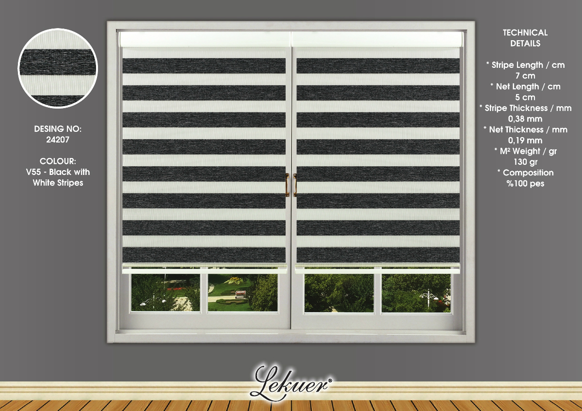 24207-V55-Black with White Stripes